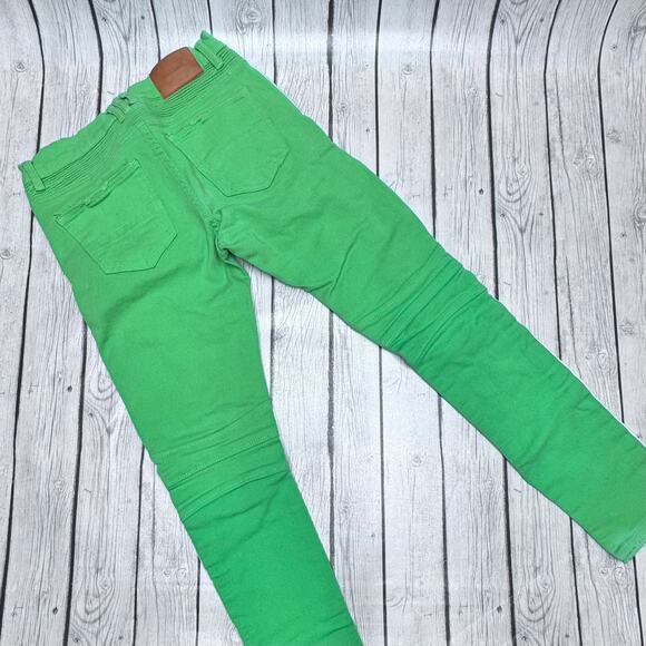 Men’s Decibel Distressed Lime Green Jeans Size 32x32 - Picture 3 of 4